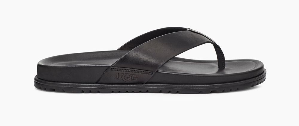 Ugg Sandal Mens - Ugg Wainscott Flip Black - 147EOVBQK